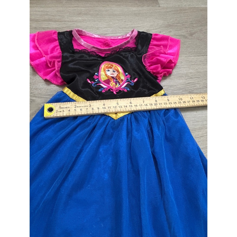 Disney Frozen Anna Costume Nightgown Blue Pink Black Girls Size 2T - Picture 5 of 6